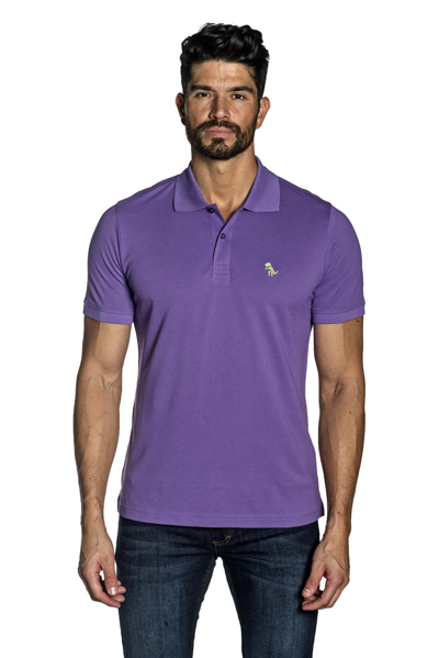 Jared Lang Men's Dino Knit Pima Cotton Polo Shirt In Purple