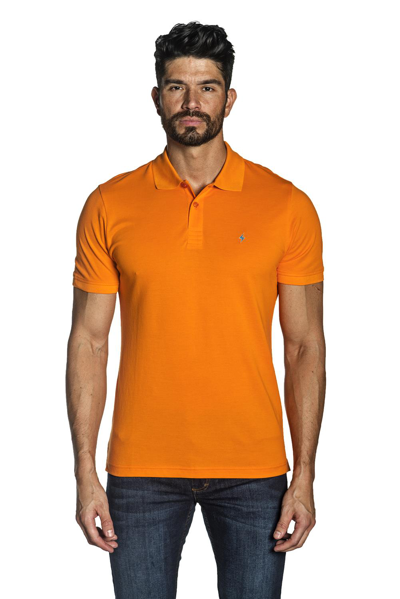 Jared Lang Men's Lightning Bolt Pima Cotton Knit Piqué Polo Shirt In Orange