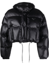Prada Re-nylon Cropped Convertible Down Jacket In Nero