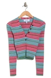 Derek Lam 10 Crosby Milana Crop Henley In Multicolor Space Dye