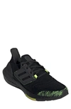 Adidas Originals Ultraboost 22 Running Shoe In Black/ Black/ Solar Yellow