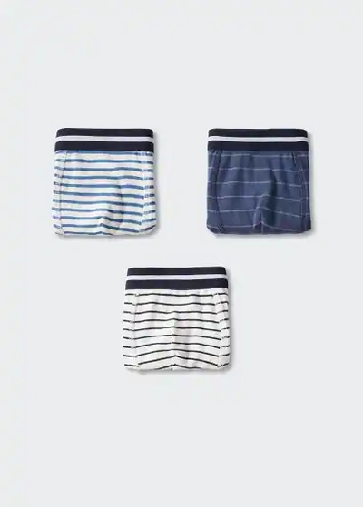 Mango Kids' Printed Boxer Shorts 3 Pack Blue