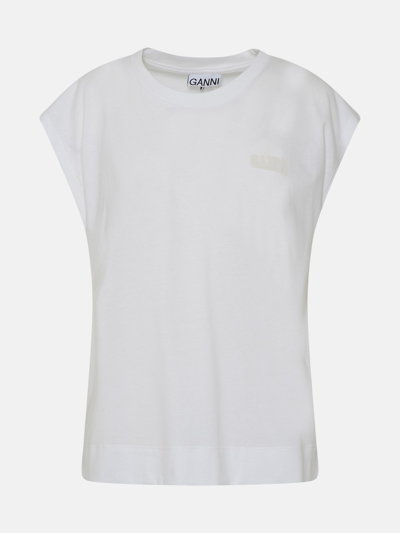 Ganni White Cotton Tank Top