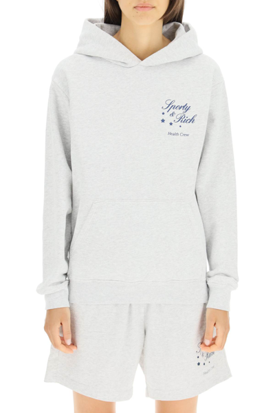 Sporty &amp; Rich Stars Health Crew Hoodie In Heather Grey/navy