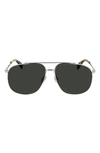 Lanvin 60mm Aviator Sunglasses In Silver/ Green