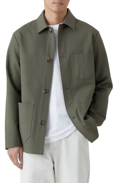 Closed Stretch Cotton Overshirt In Green