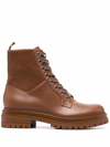 Gianvito Rossi Martis 20 Ribbed-detail Combat Boots In Brown