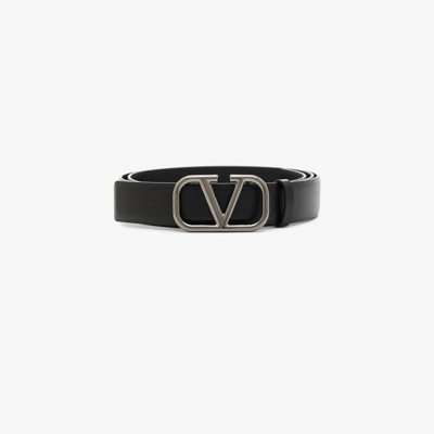 Valentino Garavani Black Vlogo Signature Leather Belt