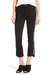 Mother Insider Crop Step Fray Flared Jeans In Black