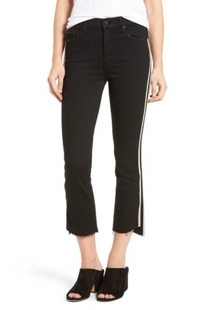 Mother Insider Crop Step Fray Flared Jeans In Blue