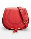 Chloé Marcie Mini Whipstitch Saddle Crossbody Bag In Red Flame