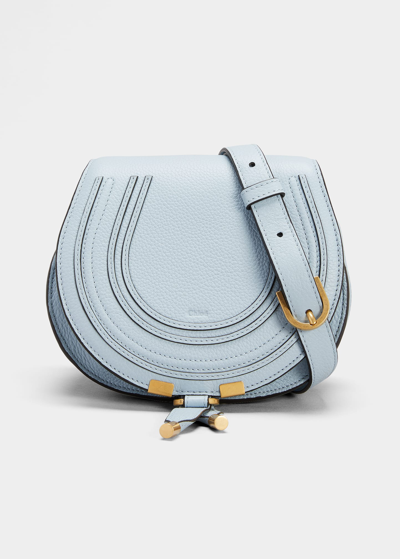 Chloé Marcie Mini Whipstitch Saddle Crossbody Bag In Shady Blue