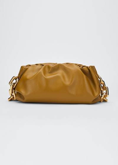 Bottega Veneta Medium Ruched Napa Chain Pouch Bag In Gold