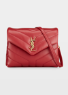 Saint Laurent Loulou Toy Ysl Matelasse Calfskin Envelope Crossbody Bag In Opyum Red