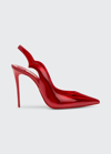Christian Louboutin Hot Chick Sling Patent Leather Slingback Pumps 100 In Psychic Loubi