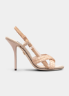 Dolce & Gabbana 105mm Ruched Satin Strappy Slingback Sandals In Nude
