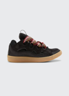 Lanvin Black Curb Low Top Leather Trainers In Black