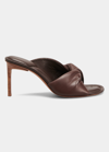 Jacquemus Les Mules Bagnu Twisted Lambskin Sandals In Brown