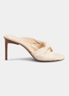 Jacquemus Bagnu Twisted-strap Cotton And Leather Mules In Off-white