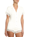 Eberjey Malou Lace-trim Short Pajama Set In Ivory