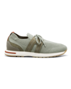 Loro Piana Knit Lace-up Runner Sneakers In Army Green