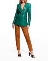 As By Df Beck Recycled Leather Double-breasted Blazer In Evergreen