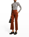 La Doublej Fauve Abstract-print Jersey Turtleneck Top In Fauve