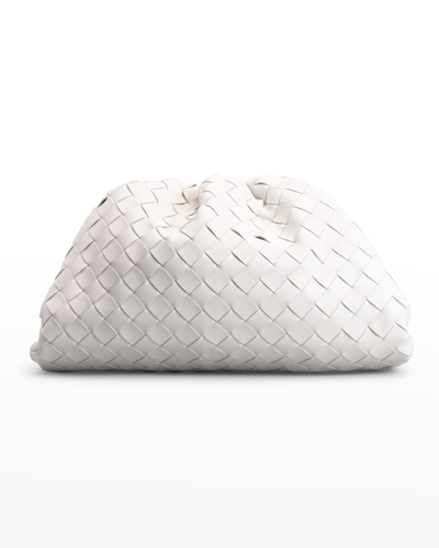 Bottega Veneta The Pouch Intrecciato Clutch Bag In Chalk