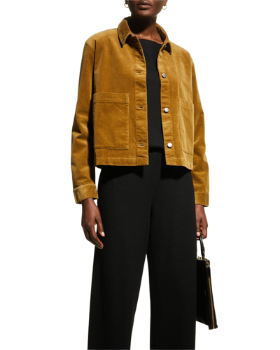 Eileen Fisher Corduroy Classic Collar Jacket In Butternut