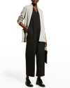 EILEEN FISHER TWO-TONE OPEN-FRONT TERRY JACKET
