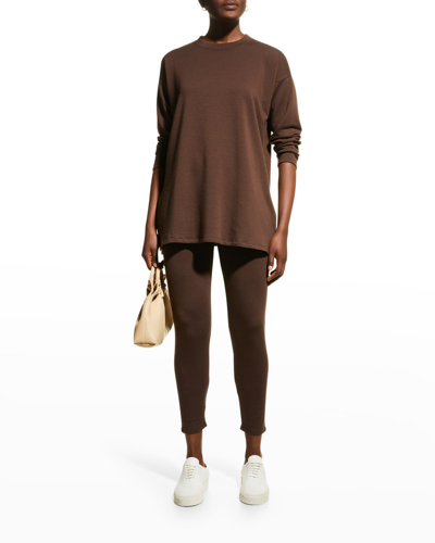 Eileen Fisher Drop-shoulder Crewneck Terry Tunic In Coffee