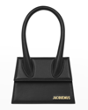 Jacquemus Black Le Chiquito Moyen Leather Top Handle Bag In Black