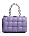 Bottega Veneta Chain Cassette Padded Intrecciato Crossbody Bag In Lavender