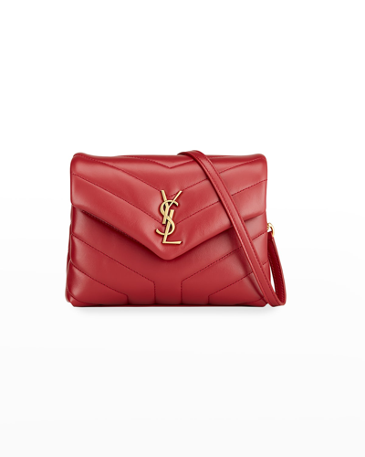 Saint Laurent Loulou Toy Ysl Matelasse Calfskin Envelope Crossbody Bag In Opyum Red