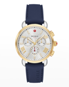 Michele Women's Sporty Sport Sail Two-tone Stainless Steel & Silicone Chronograph Watch In Gold/dark Blue