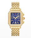MICHELE DECO DIAMOND AND LAPIS DIAL WATCH IN GOLD-TONE