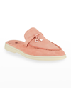 Loro Piana Babouche Charms Walk Suede Mule Loafers In Azalea Blossom