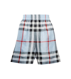 Burberry High-rise Checked Silk Shorts In Pale Blue Ip Check