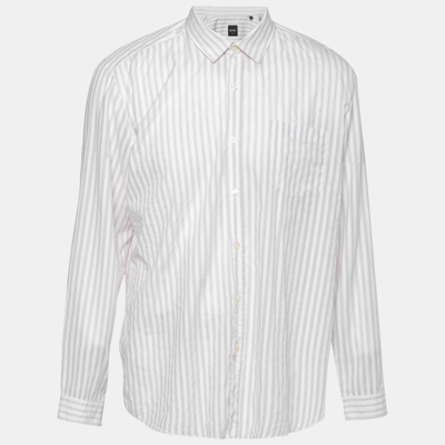 Pre-owned Boss By Hugo Boss White Striped Cotton Shirt Xxl
