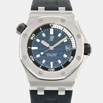 Pre-owned Audemars Piguet Blue Stainless Steel Royal Oak Offshore Diver 15720st.oo.a027ca.01 Men's Wristwatch 42 Mm