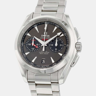 Pre-owned Omega Grey Stainless Steel Seamaster Gmt Chrono 231.10.43.52.06.001 Men's Wristwatch 43 Mm