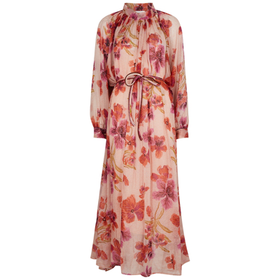 Forte Forte Floral-print Belted Maxi Dress In Pink