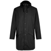 Rains Long Matte Black Rubberised Raincoat In Black