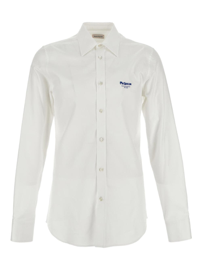 Alexander Mcqueen White Logo-embroidered Cotton Shirt
