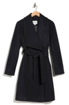 Cole Haan Signature Slick Wool Blend Wrap Coat In Charcoal