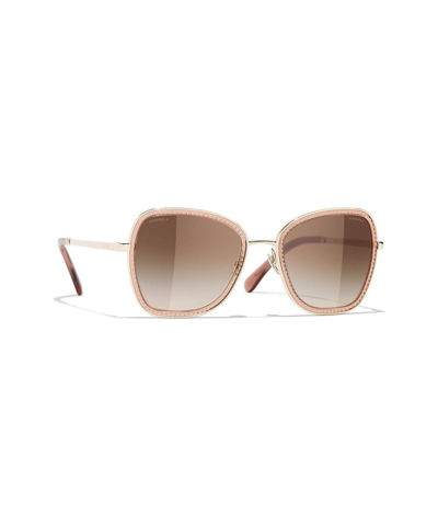Pre-owned Chanel Diamante Butterfly Sunglasses In Tan