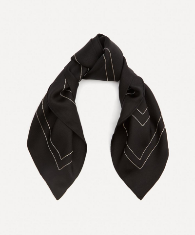 Totême Embroidered Monogram Silk Scarf In Black