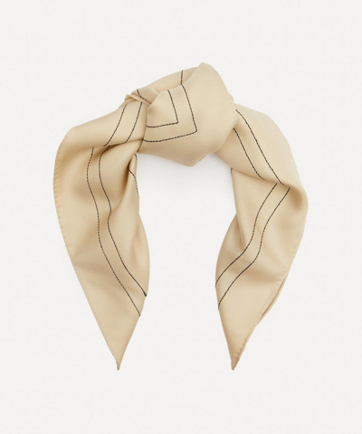 Totême Embroidered Monogram Silk Scarf In Cream