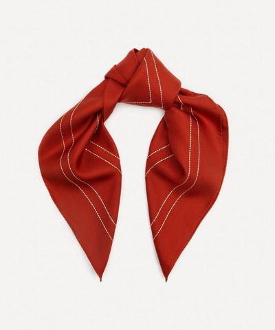 Totême Embroidered Monogram Silk Scarf In Orange