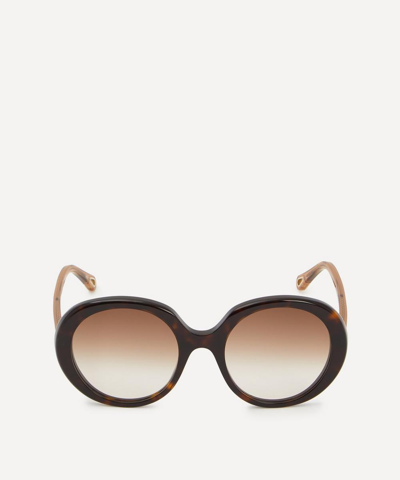 Chloé Esther Oval Sunglasses In Brown